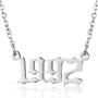 RINHOO Birth Year Number Pendant Necklace Stainless Steel Silver Number Birthday Necklace Chain Jewelry for Women Girl