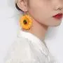 Large Sunflower Hook Dangle Earrings，Bohemian Yellow Resin Acrylic Flower Earring for Women Girls in 2020