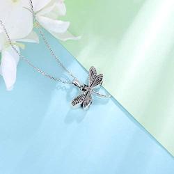 Memorial Ash S925 Sterling Silver Dragonfly Urn Pendant Necklace Cremation Jewelry for Ashes Cremate Bereavement Keepsake Gifts for Loss of a Loved One