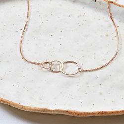 Dear Ava Best Friend Necklace - 3 Asymmetrical Interlocking Circle Necklace for BFF, Long Distance Friends, and Forever Friends - Best Friend Jewelry Charm Comes in a Rose Gold Plated Base