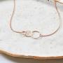 Dear Ava 30th Birthday Gift Necklace - Necklace has 3 Asymmetrical Interlocking Circles and Comes in Rose Gold Plated Brass