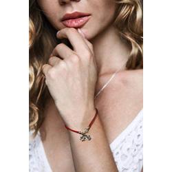 Sterling Silver Star of David Charm & Lucky Hamsa Hand Charms Bracelet on Red String Bracelet - Jewelry for Women Men & Teens - 7'' Length