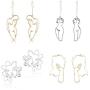 4 Pairs Abstract Face Earrings Set Original Freedom Female Body Form Wire Earrings Funny Hollow Face Dangle Stud Earrings Abstract Body Lady Face Dangle Earrings for Women Girls