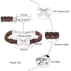Infinity Cremation Bracelet for Ashes Genuine Leather Memorial Urn Bangle for Human Stainless Steel Keepsake Bracelet Jewelry for Women Men