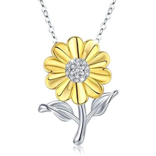 Sunflower Necklace 925 Sterling Silver Sunflower Jewelry Sunflower Gift Summer Jewelry For Women