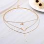 Jovono Fashion MultiLayered Necklaces Rhinestone Strip Pendant Necklace for Women and Girls(Gold)