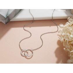 Mother Son Necklace Sterling Silver 2 Interlocking Circles Infinity Necklace Mom Gifts Birthday Gifts Jewelry for Women