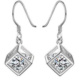 Hosaire Dangle Earrings Elegant Shining Crystal Drop Hook Earrings for Womens Jewelry