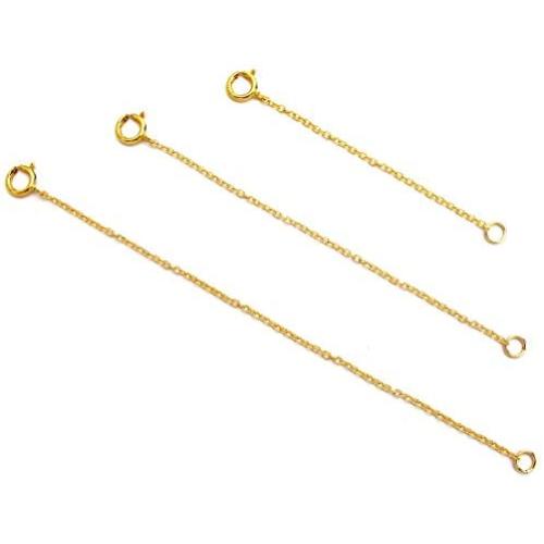 14K Gold Filled Choker Necklace Bracelet Extender - Fine Thin Chain, Durable Strong Removable, Made in USA, Set of 3