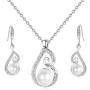 OUFO Crystal Silver Plated Faux Pearl Jewelry Set for Women Necklace and Earrings Pendant Necklaces Sets for Wedding Gifts