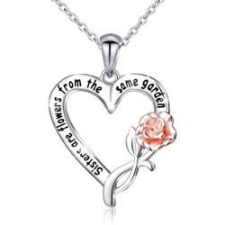 DAOCHONG S925 Sterling Silver Sisters are Flowers from The Same Garden Pendant Necklace or Bangle for Women Sisters Friend