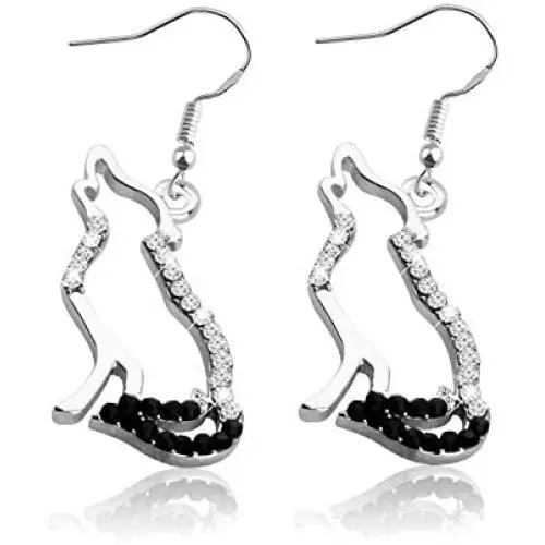 UJIMS Wolf Lover Gift Wolf Drop Dangle Earrings with Cubic Zirconial Charm Birthday Day Jewelry for Girlfriend Wife UJIMS Wolf Lover Gift Wolf Drop Dangle Earrings with Cubic Zirconial Charm Birthday Day Jewelry for Girlfriend Wife