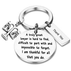 BAUNA Lawyer Gifts A Truly Great Lawyer is Hard to Find Scales of Justice Charms Keychain Retirement Gift Appreciation Gifts for Lawyer Attorney