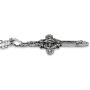 Palm Beach Jewelry Silver Tone Antiqued Round Genuine Black Marcasite Cross Antiqued Pendant (23mm) with 18 inch Chain