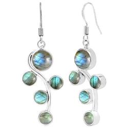Natural Labradorite Earrings 925 Silver Overlay handmade Dangle Earrings