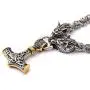 Gungneer Thors Hammer Pendant Mixed Gold Color Viking Mjolnir Necklace for Men with Wolf Head, 316L Stainless Steel Bonus 2 Rune Beads Gungneer Thors Hammer Pendant Mixed Gold Color Viking Mjolnir Necklace for Men with Wolf Head, 316L Stainless Steel Bonus 2 Rune Beads