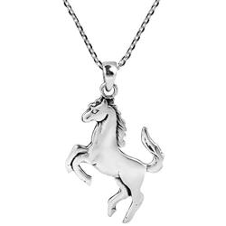 AeraVida Galloping Shiny Horse Double Sided .925 Sterling Silver Necklace