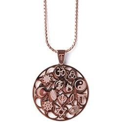 Tolerance Spiritual Stainless Steel Pendant Necklace & a Gift Book | 14 Religious Symbols Fashion Spiritual Jewelry for Women | Multi Religion Pendant Necklace