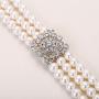 EVER FAITH Womens Crystal Cream Simulated Pearl 1920s Gatsby Multilayer Vintage Bridal Jewelry Set with Flower Brooch