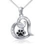 FLYOW 925 Sterling Silver Cute Paw Print Forever Love Heart Pendant Necklace/Bracelet/Stud Earrings Gift for Women Teen Girls, Box Chain 18''