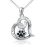 FLYOW 925 Sterling Silver Cute Paw Print Forever Love Heart Pendant Necklace/Bracelet/Stud Earrings Gift for Women Teen Girls, Box Chain 18''