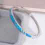 CiNily 14K White Gold Plated Opal Bangle Bracelet for Women Teen Girls,Hypoallergenic Jewelry Gift Gemstone Bangle Bracelet 8.26 inch