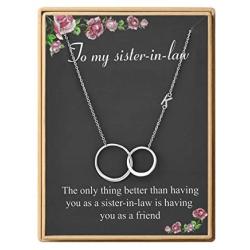 SANNYRA to My Sister-in-Law Necklace Initial Two Interlocking Infinity Double Circles 26 Letters Alphabet Jewelry for Women