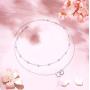 Layered Circle Choker Necklace S925 Sterling Silver Dainty Simple Choker Necklace for Women Girl