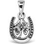 WithLoveSilver 925 Sterling Silver Horseshoe with Four Leaf Lucky Clover Good Luck Pendant