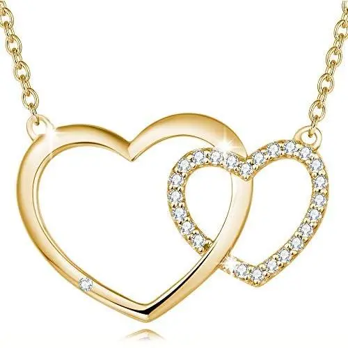 Agvana Heart Necklaces for Women Gold Plated Sterling Silver Cubic Zirconia CZ Interlock Love Dainty Pendant Necklace Anniversary Birthday Jewelry Valentines Day Gifts for Girls Her Wife Girlfriend Agvana Heart Necklaces for Women Gold Plated Sterling Silver Cubic Zirconia CZ Interlock Love Dainty Pendant Necklace Anniversary Birthday Jewelry Valentines Day Gifts for Girls Her Wife Girlfriend