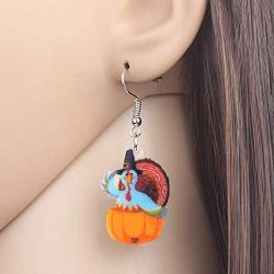 NEWEI Acrylic Thanksgiving Anime Turkey Earrings For Women kid Girl Fashion Charm Jewelry Gifts