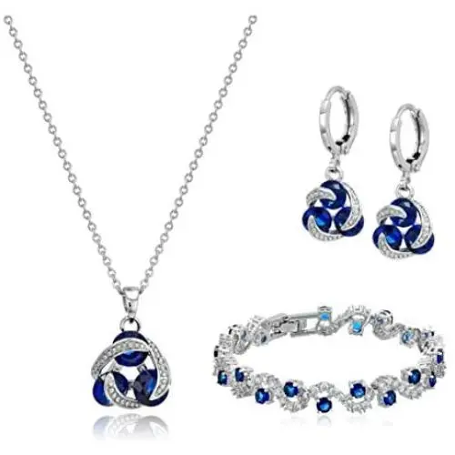 Crystalline Azuria Jewelry Sets for Women - Premium Wedding Jewelry Sets - Bridal Jewelry Set with Necklace and Earring for Bride - Cubic Zirconia Bridesmaid Jewelry - Formal Event Costume Jewelry Crystalline Azuria Jewelry Sets for Women - Premium Wedding Jewelry Sets - Bridal Jewelry Set with Necklace and Earring for Bride - Cubic Zirconia Bridesmaid Jewelry - Formal Event Costume Jewelry
