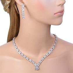 EVER FAITH Wedding Flower Leaf V-Shape Clear Pave Full Zircon Jewelry Set Austrian Crystal