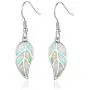 Barzel 18K White Gold/Rose Gold Plated Created White or Green Opal Leaf Drop Dangling Earrings Barzel 18K White Gold/Rose Gold Plated Created White or Green Opal Leaf Drop Dangling Earrings