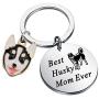 PENQI Husky Keychain Husky Jewelry Best Husky Mom Ever Keychain Dog Mom Ever Gift Dog Lover Dogs Jewelry for Husky Lover