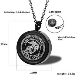 Nkoluky Ashes Urn Necklace Memorial Jewelry Stainless Steel Engraved Army Police Keepsake Locket