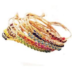 The Woos 9 Pcs Friendship Wish Bracelets Set Handmade String Beaded Bracelets Raffia Adjustable Braided Woven Bracelets Colorful Crystal Knotted Bracelets for Women Girl DIY Accessory