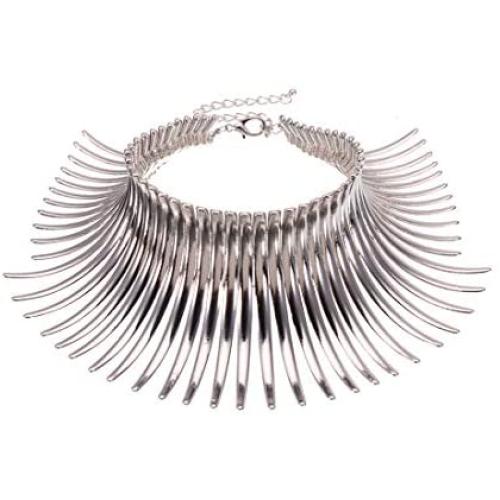 Mozhuo Chunky Statement Collar Necklace for Women Silver Choker Bib Necklace Chain Fashion Jewelry Costume Prom Gorgeous