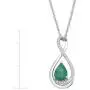 Natural Gemstone Teardrop Pendant Necklace with Diamonds in Sterling Silver, 18''