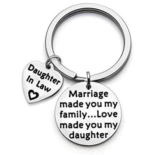 WUSUANED Daughter in Law Gift Marriage Made You My Family Love Made You My Daughter Keychain Wedding Jewelry Bride to Be Gift