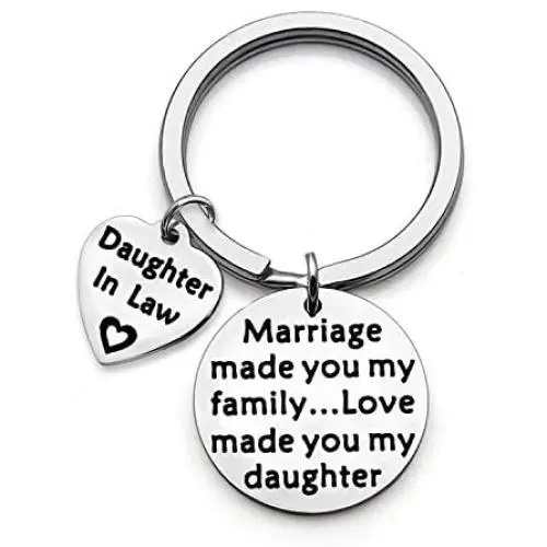 WUSUANED Daughter in Law Gift Marriage Made You My Family Love Made You My Daughter Keychain Wedding Jewelry Bride to Be Gift