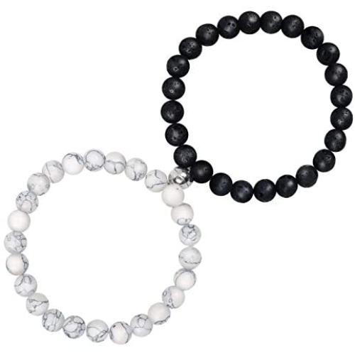 LAraii Magnetic Couples Bracelets for Women Men Natural Stone Beads Bracelet Matching Bracelets for Couples Valentines Day Gifts