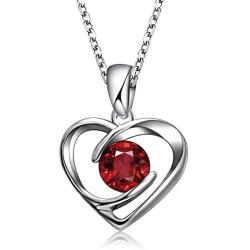 EXGOX Heart Necklace White Gold Plated Birthstone Love Pendant with Gift Box