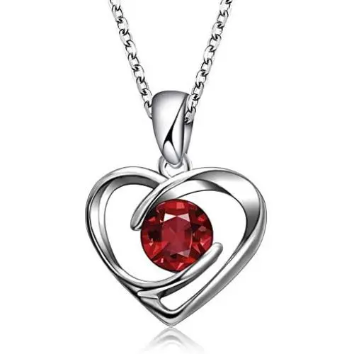 EXGOX Heart Necklace White Gold Plated Birthstone Love Pendant with Gift Box EXGOX Heart Necklace White Gold Plated Birthstone Love Pendant with Gift Box