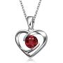 EXGOX Heart Necklace White Gold Plated Birthstone Love Pendant with Gift Box