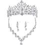 EverLove Womens Bride Headdress Jewelry Wedding Necklace Earrings Set Crystal Crown Tiara