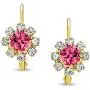 Delicate Floral Crystal 18K Gold Plated Brass Leverback Drop Flower Earrings For Women Teen More Birth Month Colors