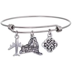 JJTZX State Bangle U.S. Map Charm Expandable Travel Bracelet Long Distance Relationship Gift Best Friends Bracelet