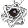 Mistar Bijoux Star of David Necklace with the Shema Yisrael Prayer Hidden within the Unique Crystal Cabochon. Look into the Stone and See it Magically Appear 8” Tall