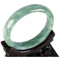 Jade Bangle Bracelet for Women Retro Chinese Style Natural Green Jade Bangle (2.08-2.56In) G001